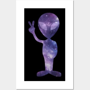 Purple Space Alien Made out of Stars Posters and Art